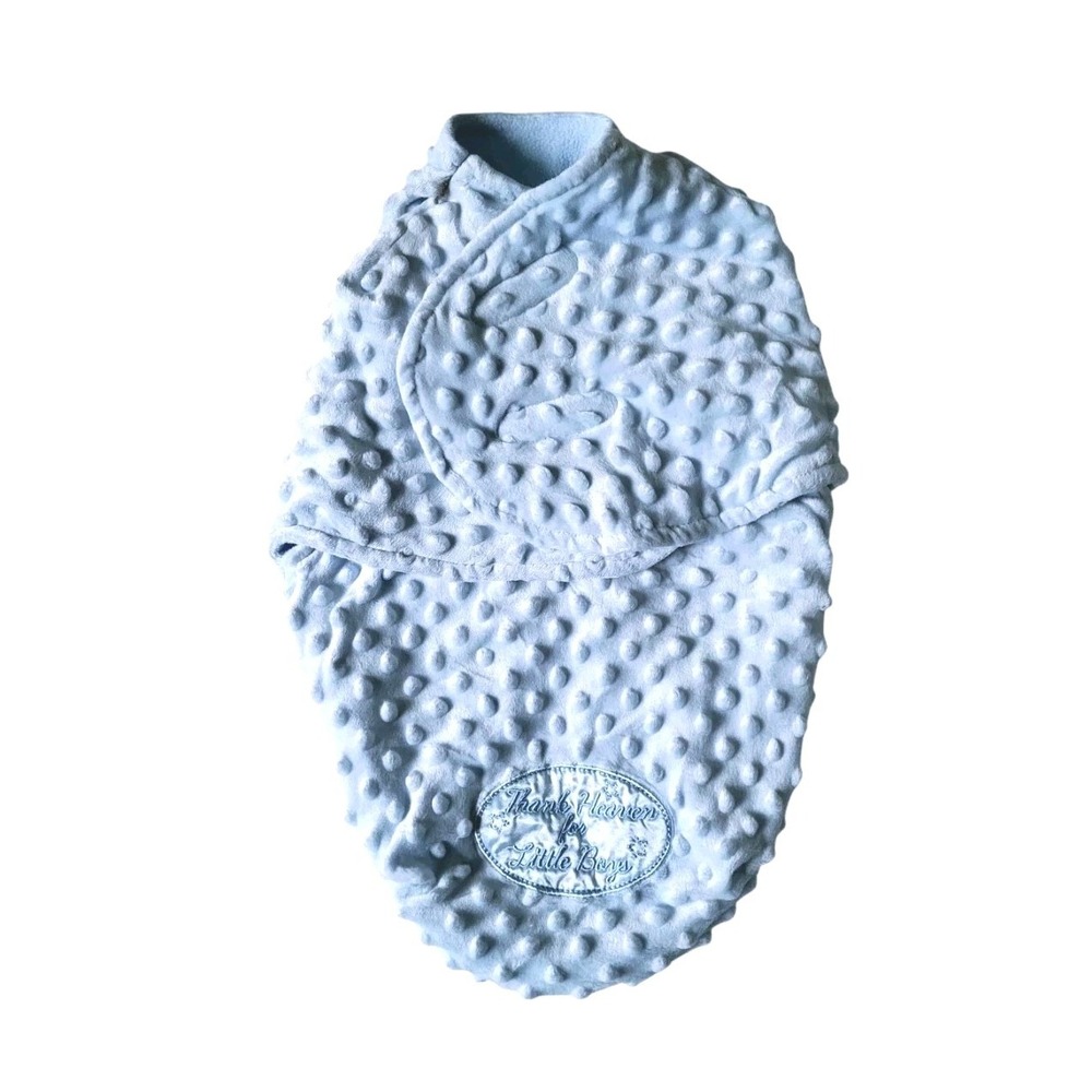 Little Me Minky Swaddle Blue Wearable Blanket Boys 0-3 months Infant Warm Winter